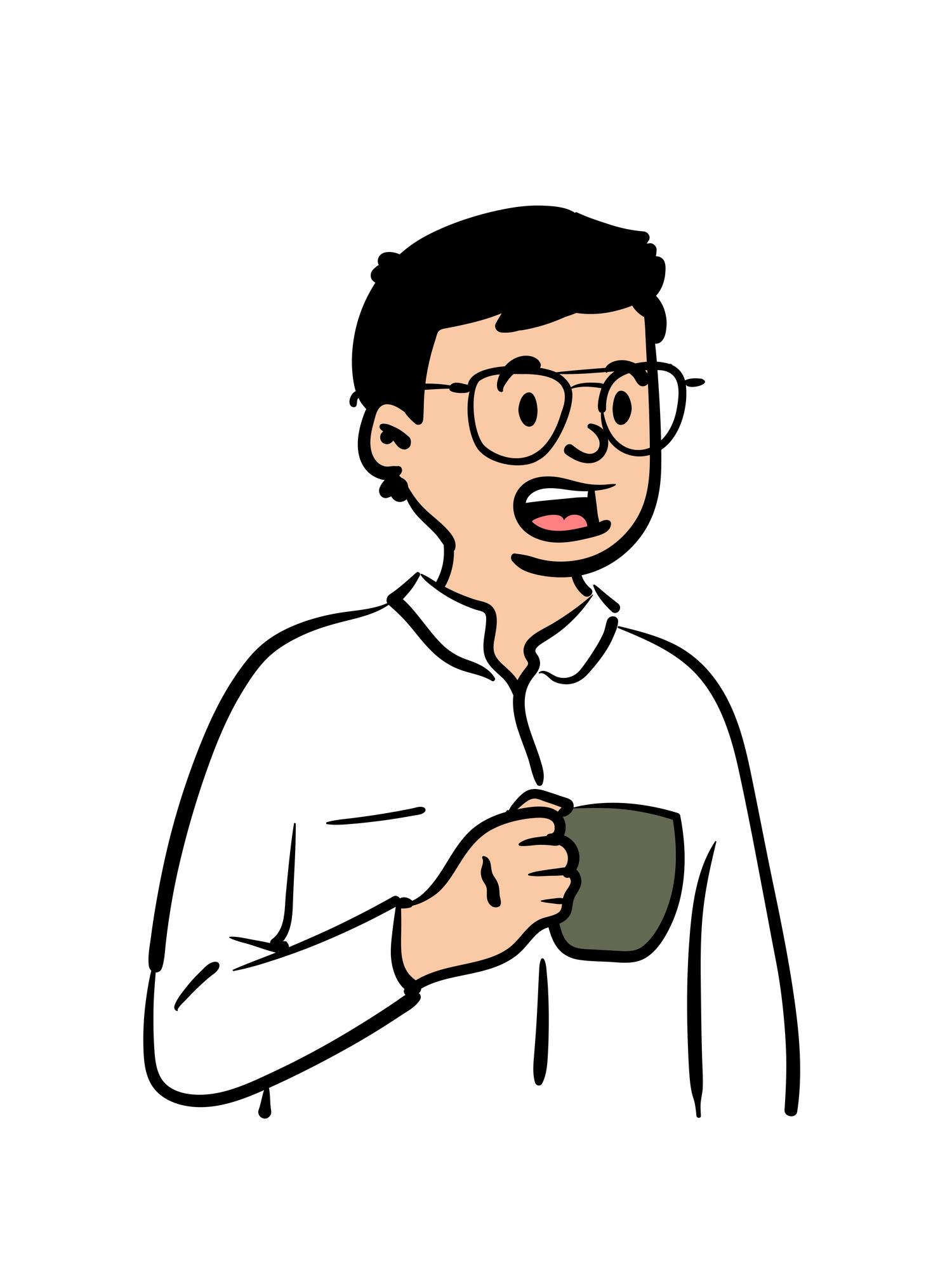 illustration of a maker holding a cup of coffee